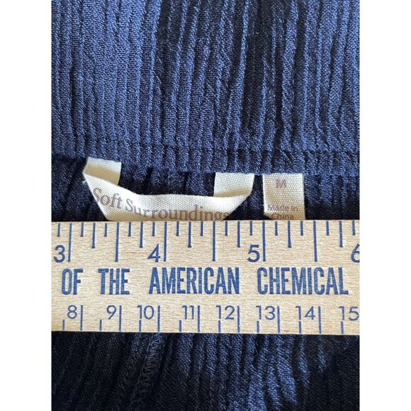 Soft Surroundings Oceo Gauze Wide Leg Pants Womens M Navy Wide Leg Button Detail - Picture 3 of 9